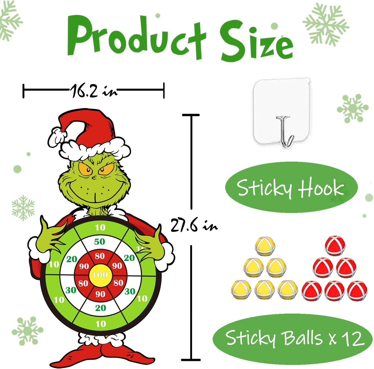 Large Dart Board for Kids with 12 Sticky Balls, 28 Inch Sport Games Indoor Outdoor Multi-Player Party Game - Image 3