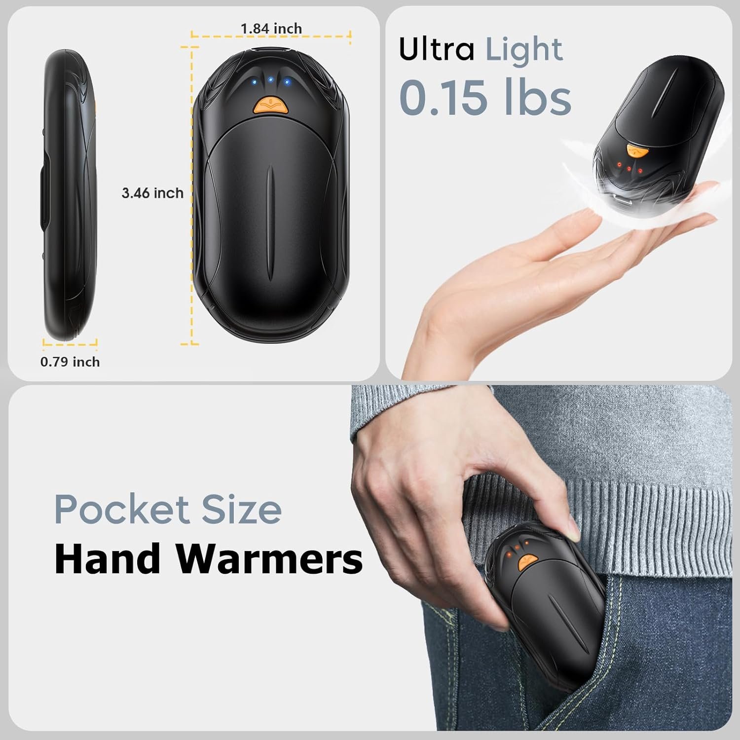 AI Hand Warmers Rechargeable 2 Pack, 6000mAh Electric Hand Warmers, AI Smart Chips 20Hrs Long Safe Heat, Portable Pocket Heater, Gifts for Christmas, Outdoor, Golf, Hunting, Camping Accessories - Image 6