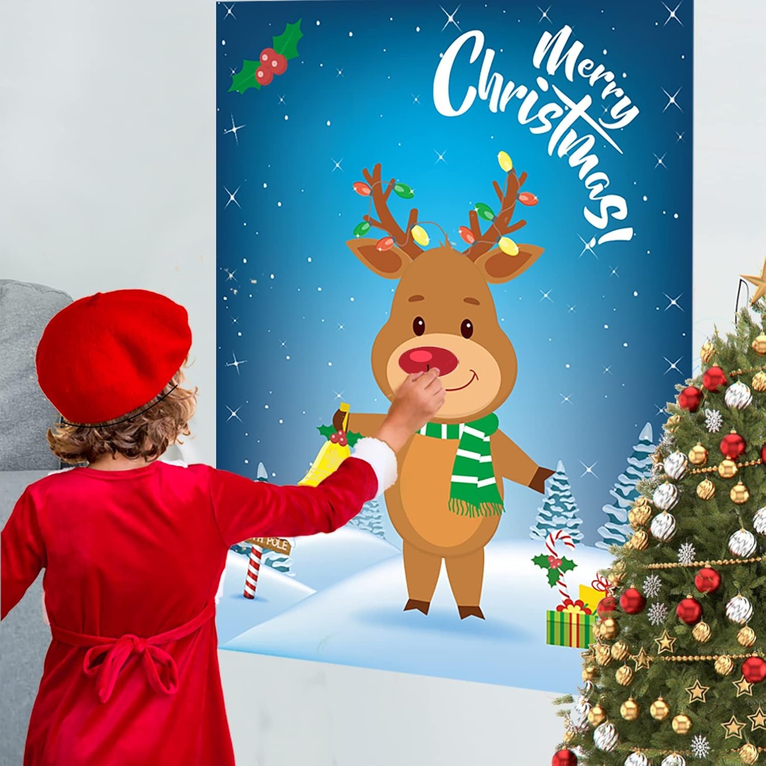 Christmas Party Games for Kids Pin The Nose On The Deer Kids Christmas Games for Party Christmas Activities for Families Pin The Nose On The for Adults Christmas Games - Image 5