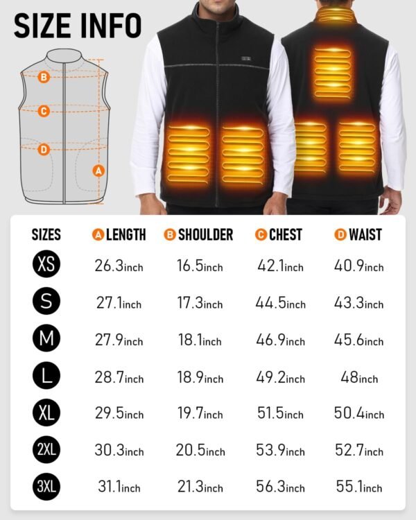 LABCOOL Heated Vest for Men Women with Ultra-Soft Microfleece, 12000mAh Battery Pack, USB Rechargeable Body Warmer - Image 8