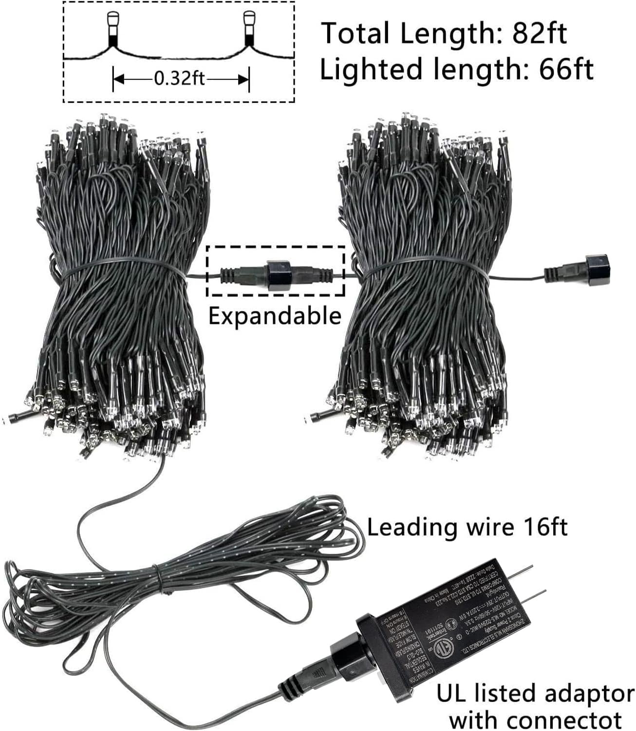Upgraded 82FT 200 LED Christmas String Lights Outdoor/Indoor, Timer & Memory Function & 8 Modes, Extendable Green Wire, Waterproof Fairy String Lights for Xmas Tree Holiday Party Garden (Warm White) - Image 7