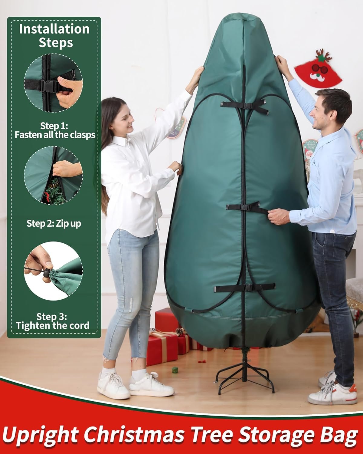 Upright Christmas Tree Storage Bag 7.5 Ft, Christmas Tree Storage Bag 7 Foot Tree,Christmas Tree Bag 6ft,Xmas Tree Storage Bag,Christmas Tree Container Storage,Christmas Tree Storage Box,Xmas Tree Bag - Image 6