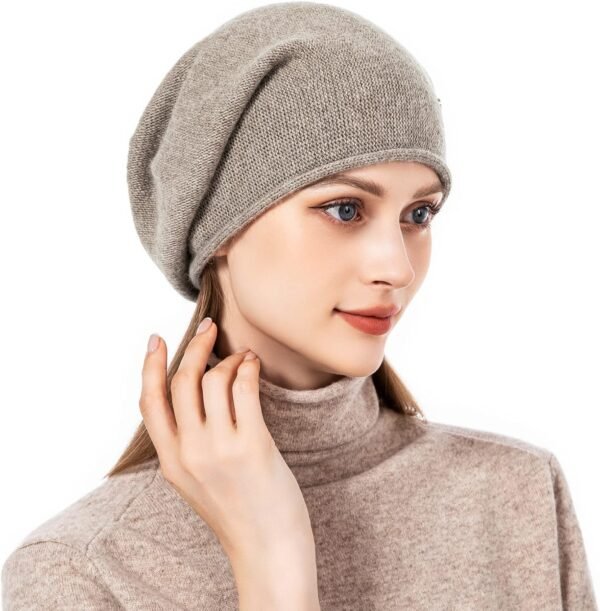 QUEENFUR Knit Slouchy Beanie Hats for Women Cashmere Ski Cap Knitted Wool Soft Warm Winter Hat - Image 4