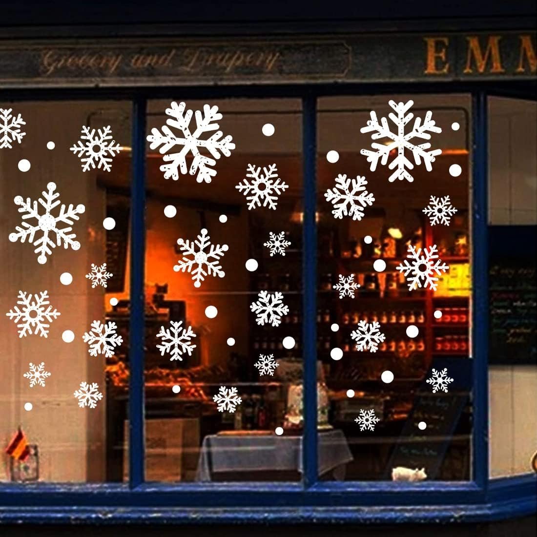 110 PCS Extra Large Snowflake Christmas Window Clings Decals for Glass Giant White Snowflake Window Decorations Xmas Snowflake Stickers Winter Wonderland Party Supplies Decor - Image 8