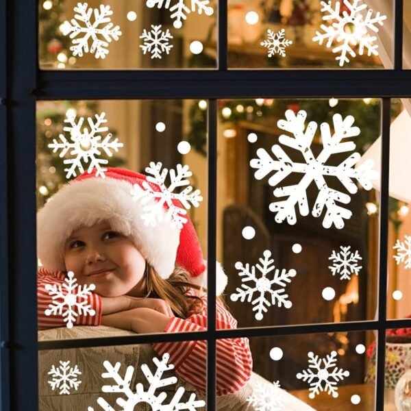 110 PCS Extra Large Snowflake Christmas Window Clings Decals for Glass Giant White Snowflake Window Decorations Xmas Snowflake Stickers Winter Wonderland Party Supplies Decor - Image 9