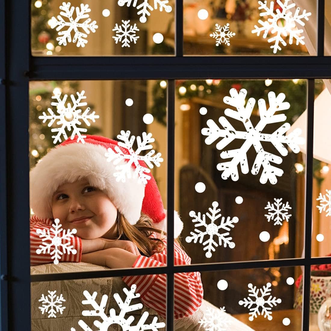 110 PCS Extra Large Snowflake Christmas Window Clings Decals for Glass Giant White Snowflake Window Decorations Xmas Snowflake Stickers Winter Wonderland Party Supplies Decor - Image 9