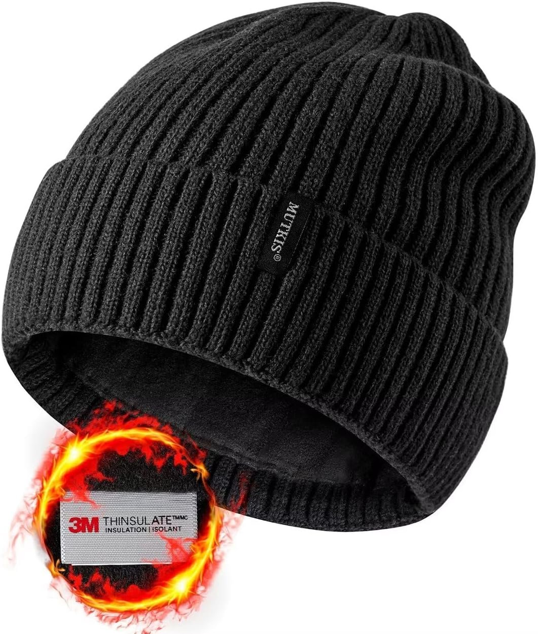 Beanie Hats for Men 30% Merino Wool Knit Hat, Winter Hats for Women Thick Warm Lined, Beanie for Women Cold Weather Skull Cap - Image 2