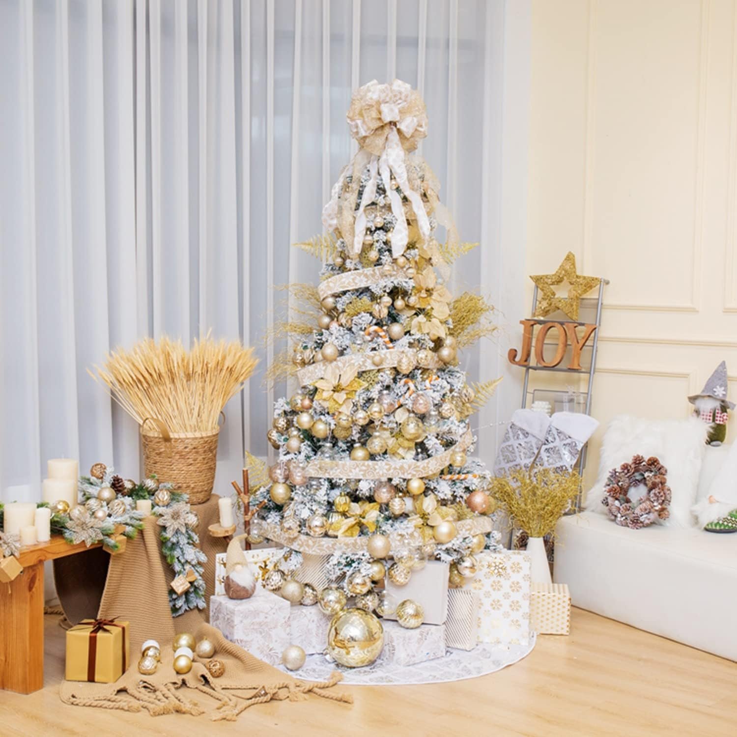 SY CRAFT 86 Pieces of Assorted Shatterproof Christmas Ball Snowflake Ornaments Seasonal Decorative Hanging Ornament Set with Hand-held Gift Package for Xmas Tree Decorations (86PCS, Champaign Gold) - Image 8