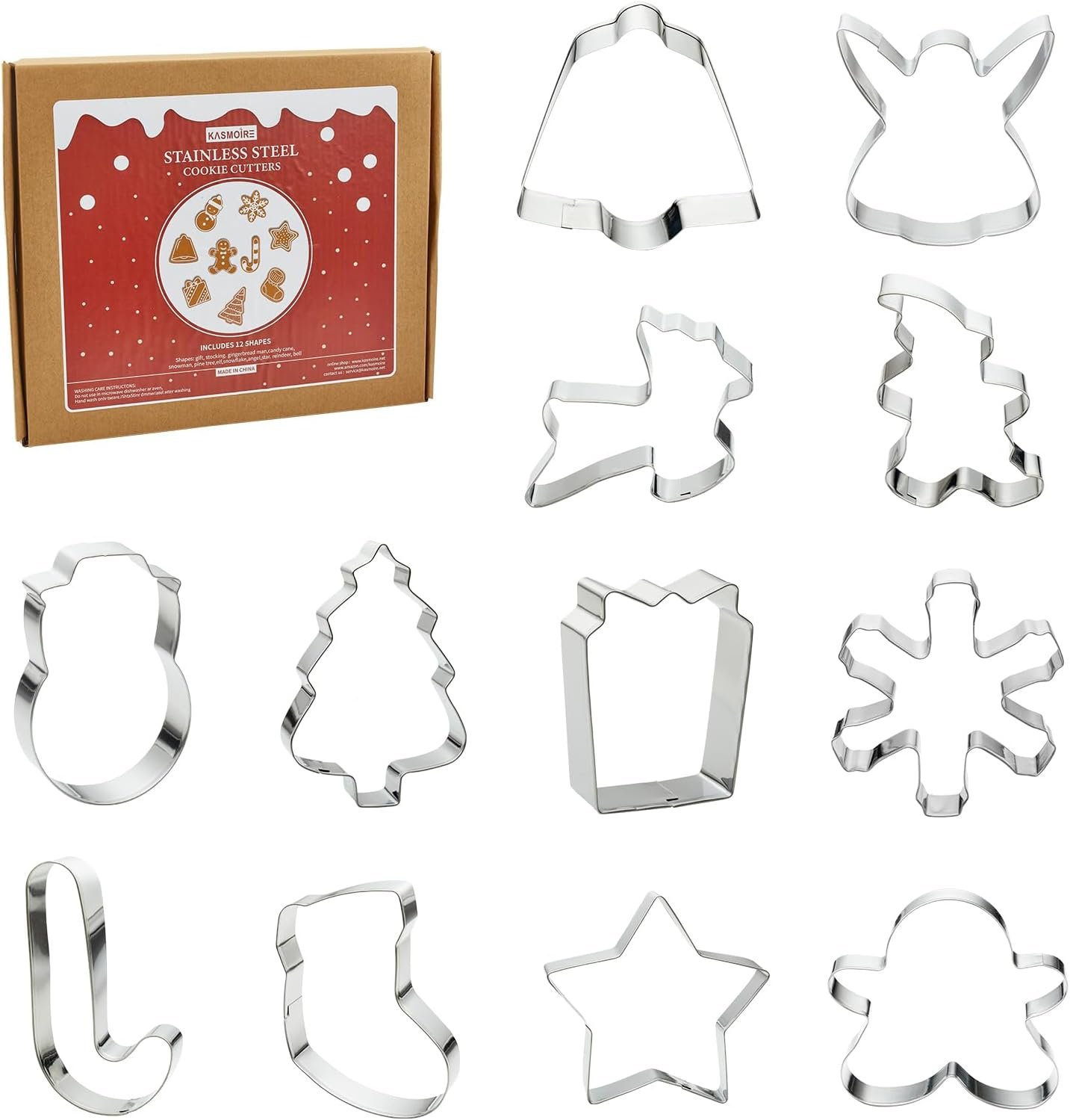 Christmas Cookie Cutter Set-12Pcs Stainless Steel Cookie Molds-Snowman,Christmas Tree,Gingerbread Man,Candy Cane,Snowflake & More Shapes For Baking - Image 2