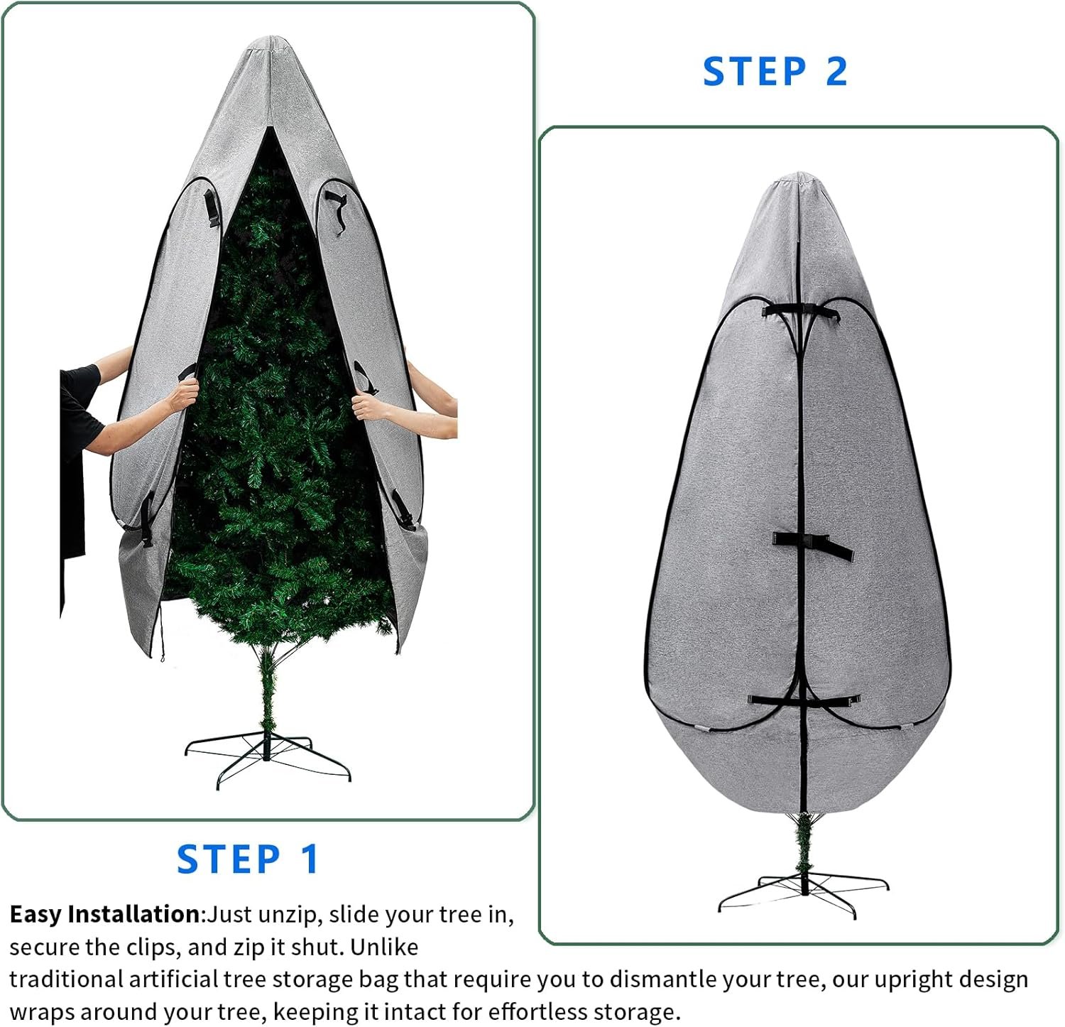 Upright Christmas Tree Storage Bag 7.5 Ft, Artificial Christmas Tree Storage Bag, Christmas Tree Cover for Upright Storage Fit 6 Ft / 6.5 Ft / 7 Ft / 7.5 Christmas Tree Storage Bag 6.5ft - Image 10