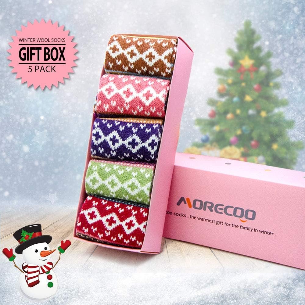MORECOO Womens Socks Winter - Christmas Gifts for Women - Thick Wool Soft Warm Fuzzy Cozy Crew Socks for Women - Image 3