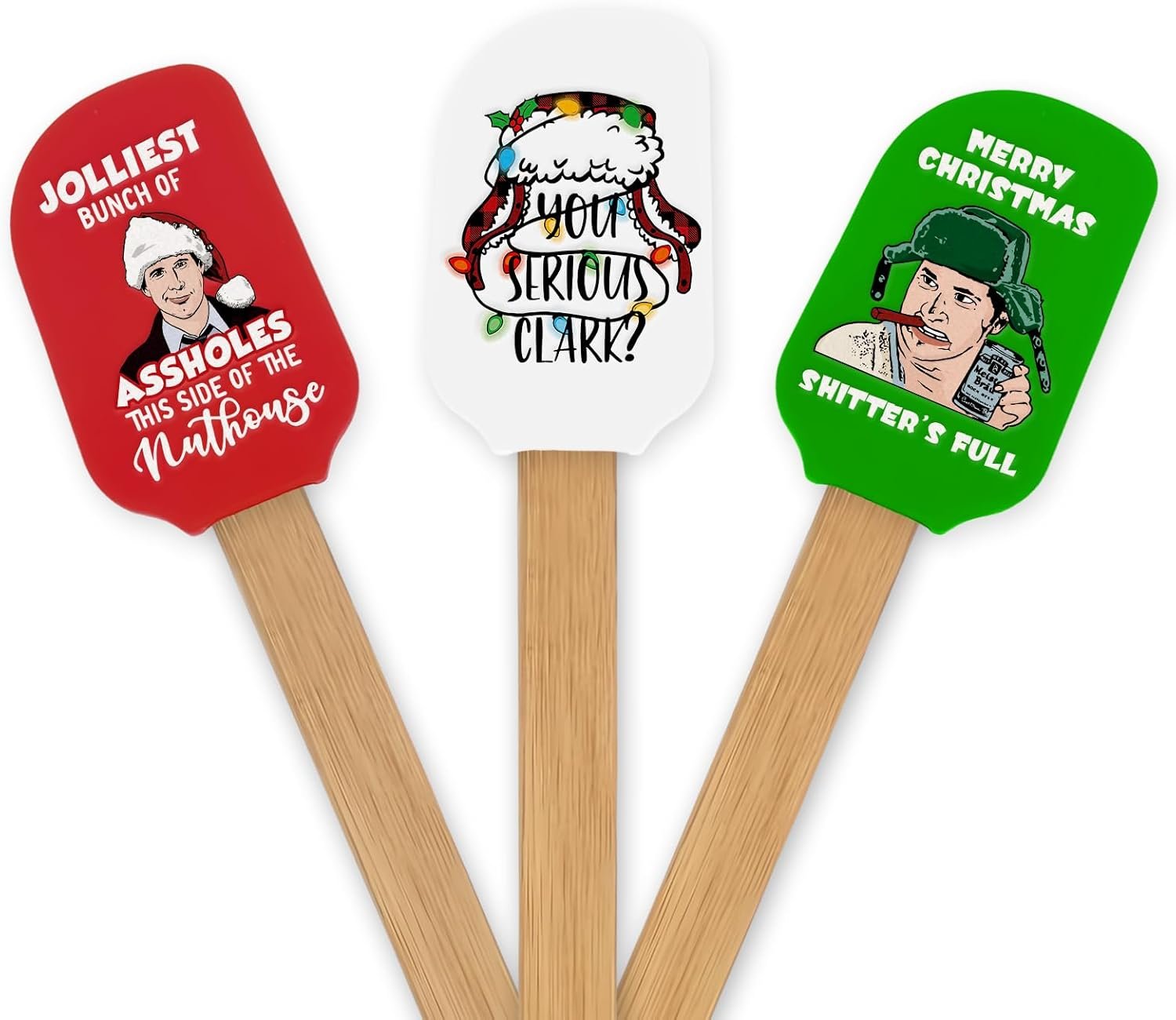 Christmas Vacation Merch Gifts, 3 Pcs Funny Christmas Silicone Spatulas, Novelty Baking Gifts for Bakers, Christmas Vacation Spatula with Wood Handle, Griswold Family Christmas Vacation Kitchen Decor - Image 2