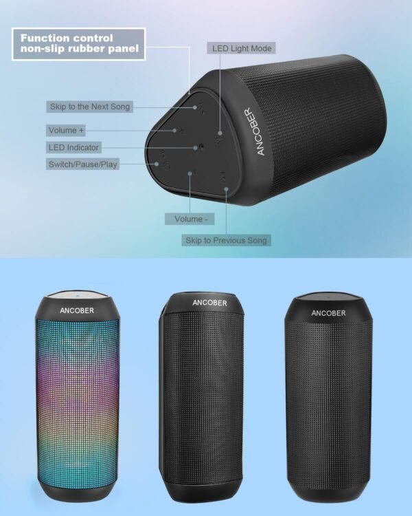 Bluetooth Speaker, Wireless Portable, HD Stereo Sound,with Cool Dynamic LED Lights, IPX4 Waterproof, BT5.3, Dual Surround Pairing, Him Her Man Teens Electronic Gadgets Gifts, for Outdoor Camping Party - Image 8
