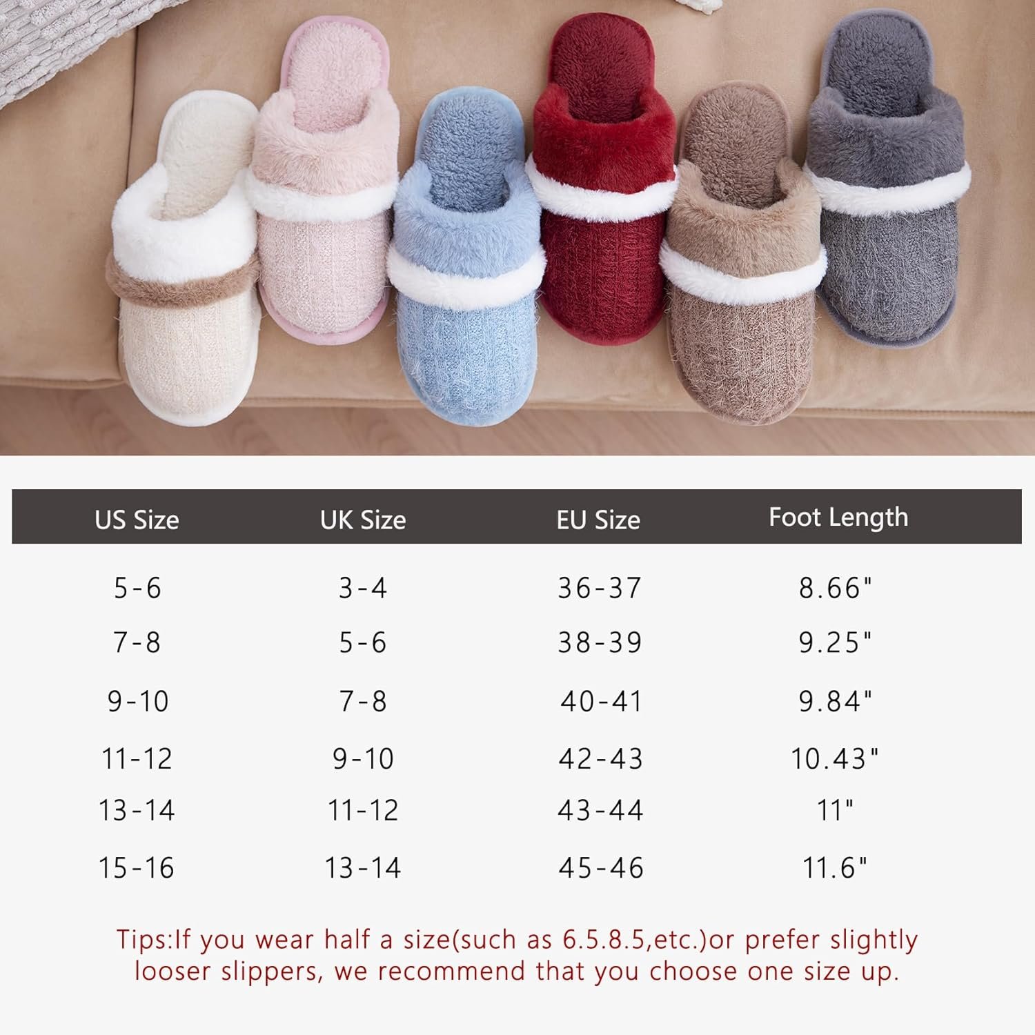 Cozy Slippers for Women Indoor and Outdoor Fuzzy House Shoes with Memory Foam Anti-Skid Sole Gifts for Women Mom Ladies - Image 6