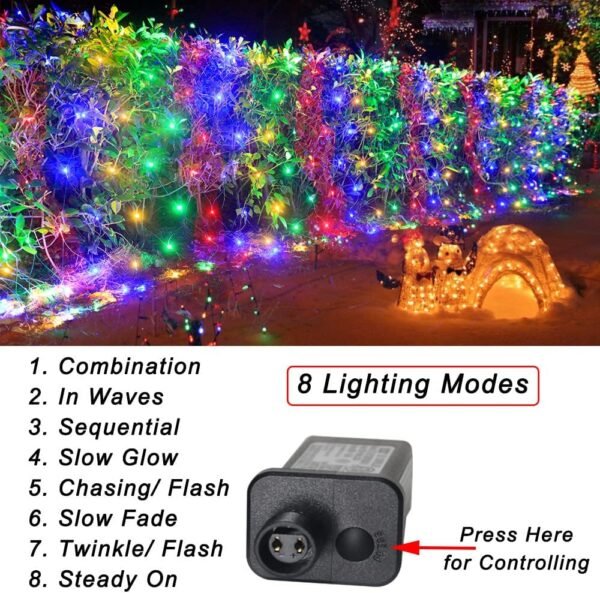 21ft x 5ft 360 LED Colorful Christmas Net Lights, 8 Modes Connectable Outdoor String Lights for Yard, Garden, Party Decor - Image 3
