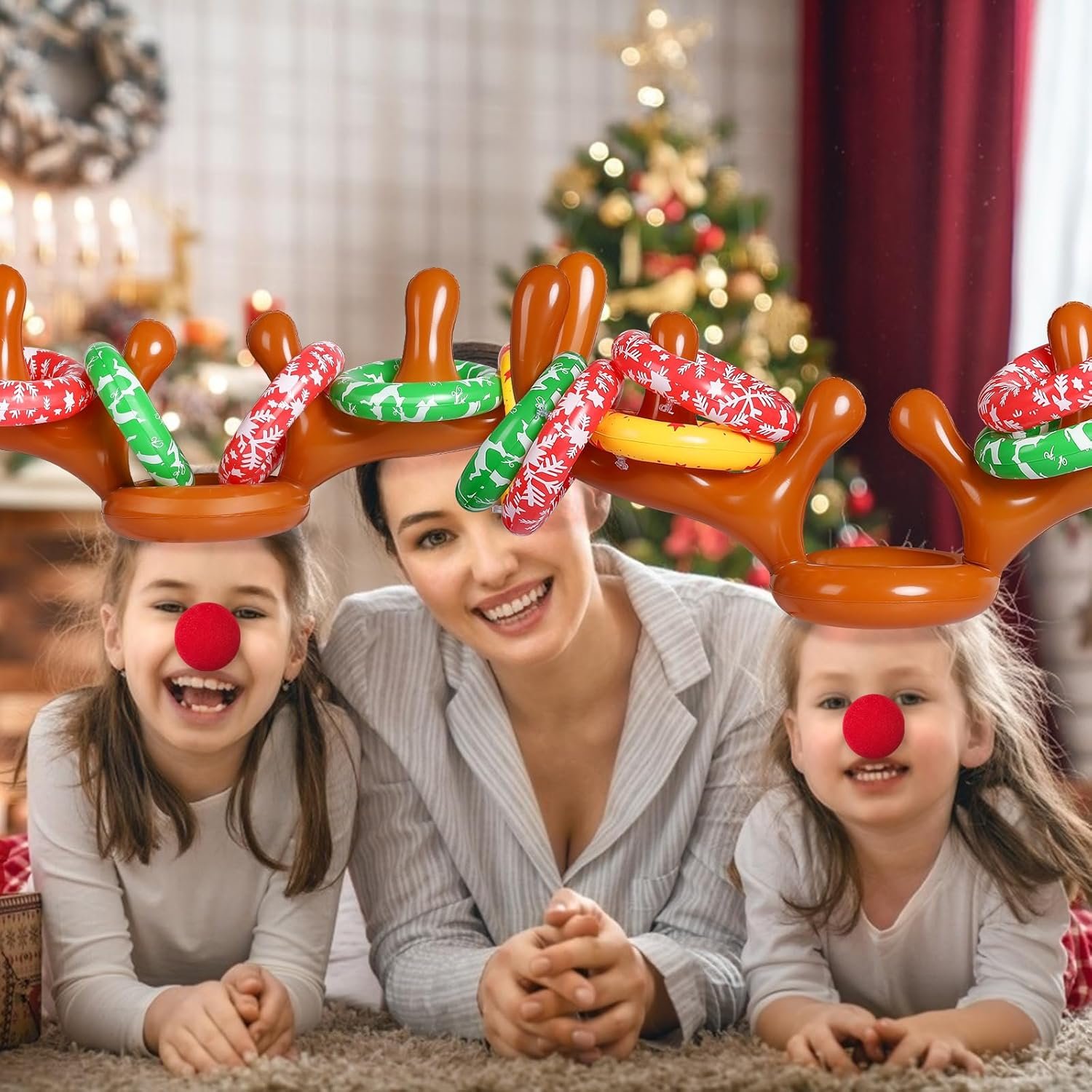 MGparty Christmas Inflatable Reindeer Antler Toss Game for Xmas Kids Teens Party Favors Supplies Outdoor Indoor Ring Toss Game - Image 7