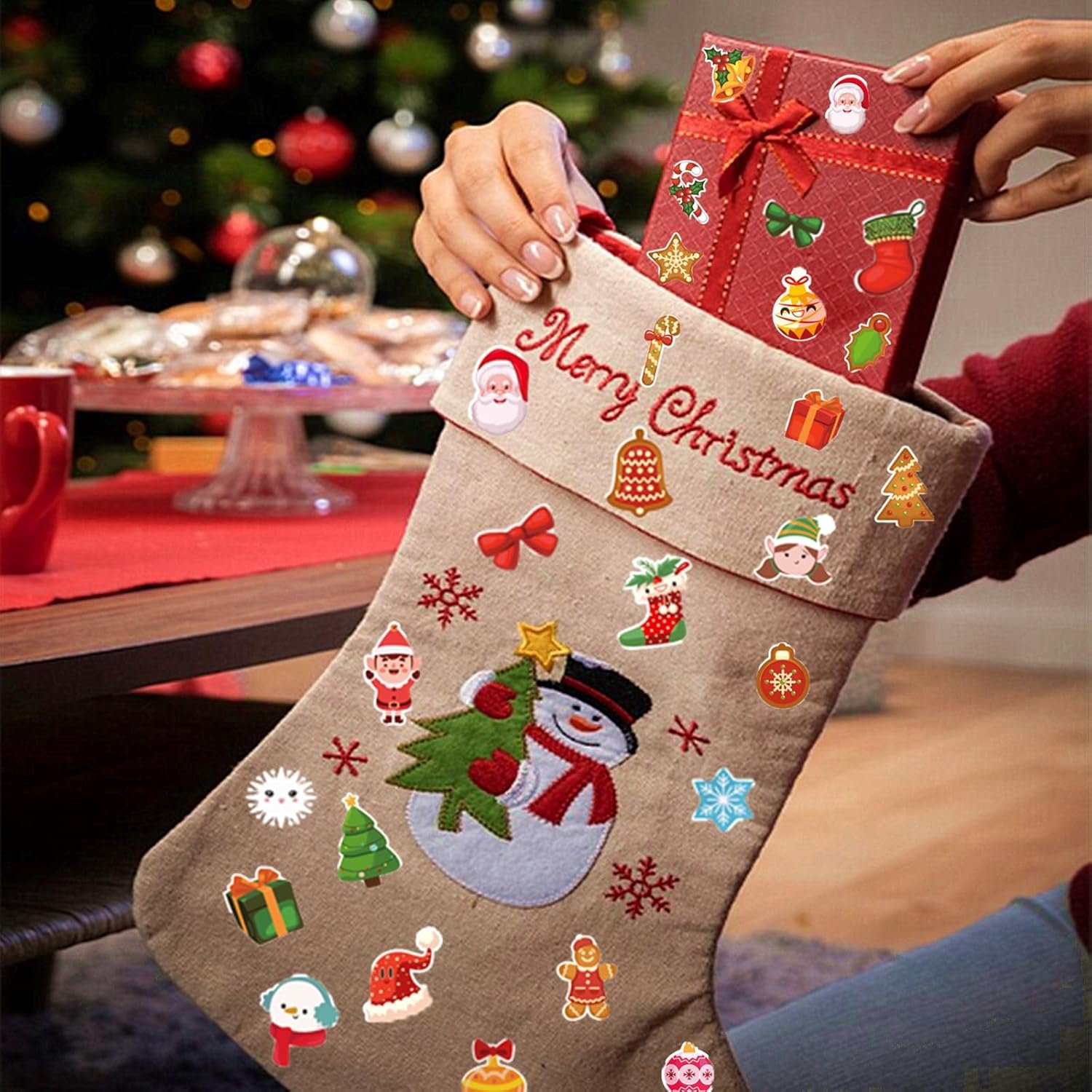 100 Sheets Christmas Stickers, 1200+PCS Christmas Stickers for Crafts, Holiday Stickers for Christmas Gifts Decoration Party Favors Stocking Stuffers Wrapping Paper - Image 3