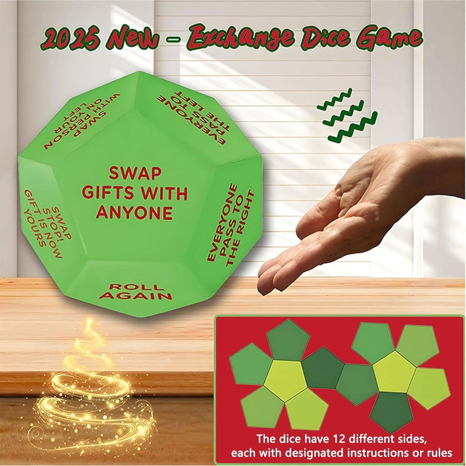 Santa Swap Gift Exchange Dice, 2025 New Santa Swap Gift Exchange Dice, Exchange Dice Game, Christmas Party Gift Exchange Dice Game, 12 Different Sides, Christmas Group Party Game (3 * 3 * 3in) - Image 5