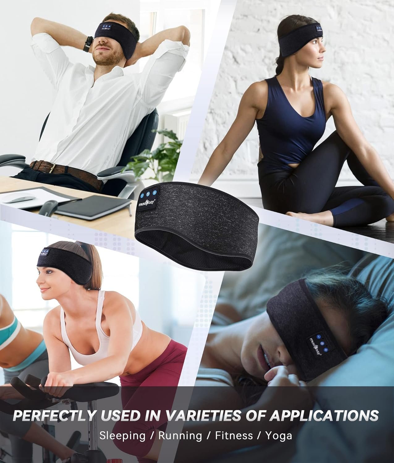 MUSICOZY Bluetooth 5.2 Sleep Headphones, Wireless Headband Headphones with HD Stereo Speakers, Sports Earphones for Sleeping, Running, Yoga, Ideal Gifts for Men, Women, Teens - Image 9