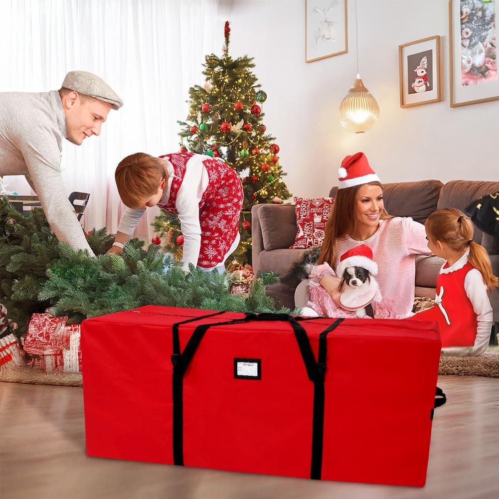 AerWo Christmas Tree Storage Bag, Large Christmas Tree Storage Box, Christmas Storage Containers Fits Up to 7.5 Ft Artificial Trees Heavy Duty 600D Oxford Xmas Holiday Tree Bag with Dual Zipper - Image 8