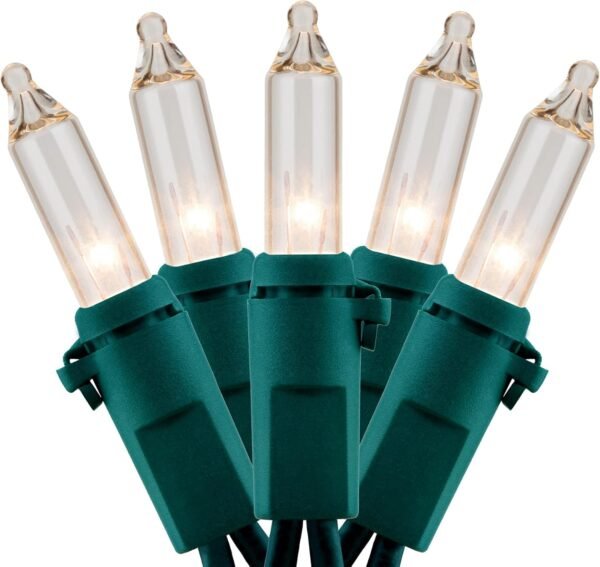 YULETIME 200 Clear Christmas Lights, Pack of 2 Sets 33 Feet 100 Count UL Certified Incandescent String Lights (Clear - Green Wire) - Image 2