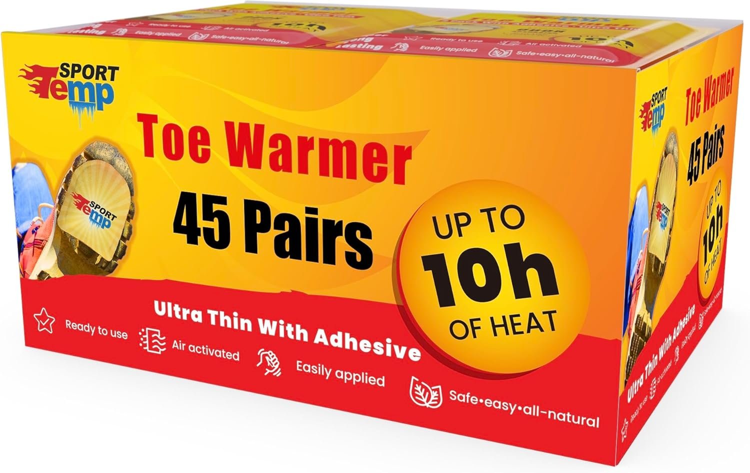 Toe Warmers - Up to 10 Hours of Heat, Easily Apply with Adhesive - Ultra Thin, Easy, All Natural - Air Activated, Odorless Hot Toe Warmers - Sport Temp - Image 2