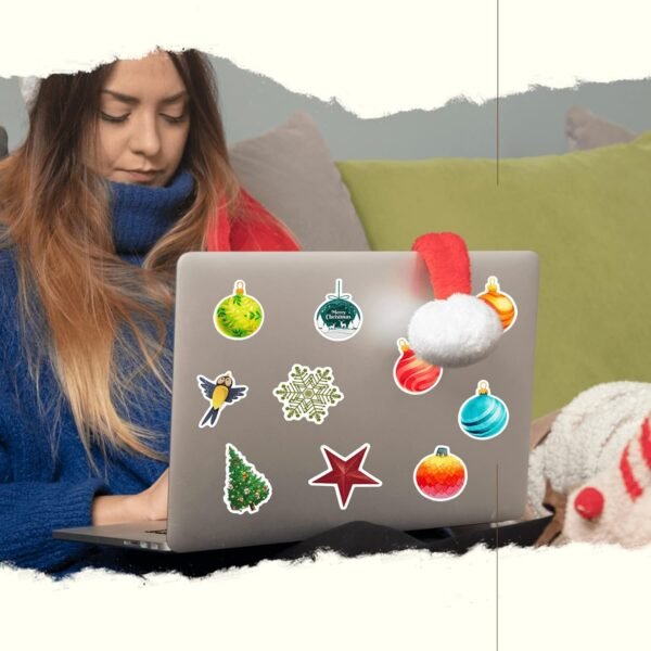 100PCS Christmas Theme Stickers, Non-Repeating Vinyl Waterproof Holiday Stickers, Holiday Gifts for Kids and Teens, Xmas Party Favorite - Image 8