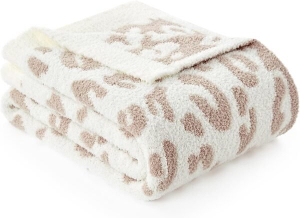 Snuggle Sac Leopard Throw Blanket for Couch Bed Sofa 50x60 inches, Reversible Beige Leopard Blanket Ultra Soft Cozy Blankets for Women Mothers Birthday Gifts - Image 7