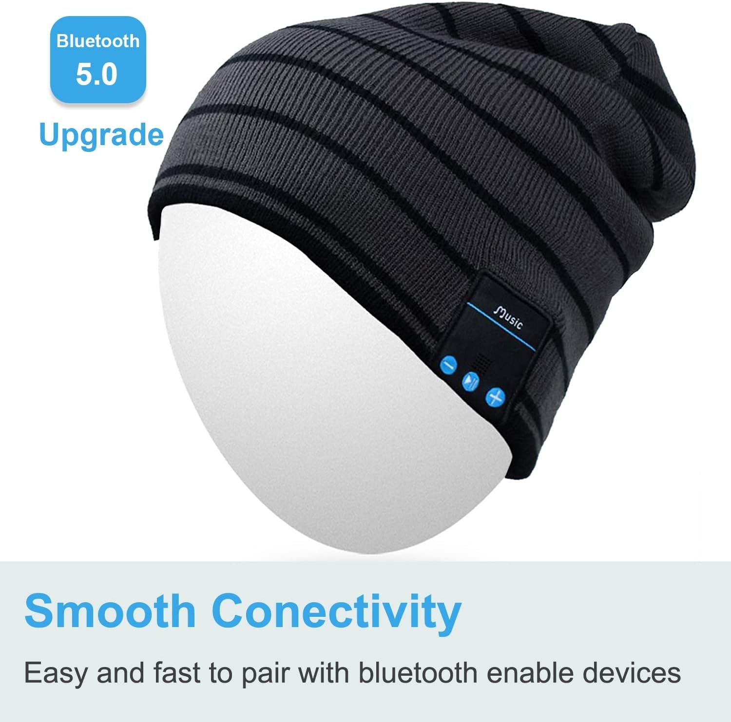 Rotibox Bluetooth Beanie Hat Wireless Headphone for Outdoor Sports Xmas Gifts - Image 4