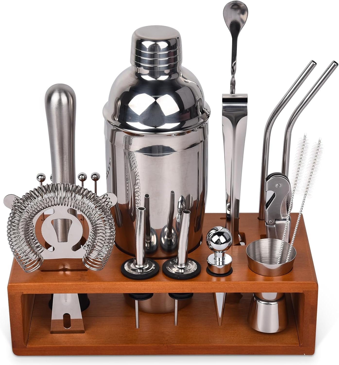 Vabaso Bartender Kit, Cocktail Shaker Set for Mixed Drink Home Bar, 25oz Professional 18/8 Stainless Steel Bar Tool Set with Cocktail Recipes Booklet, Father's Day - Image 2