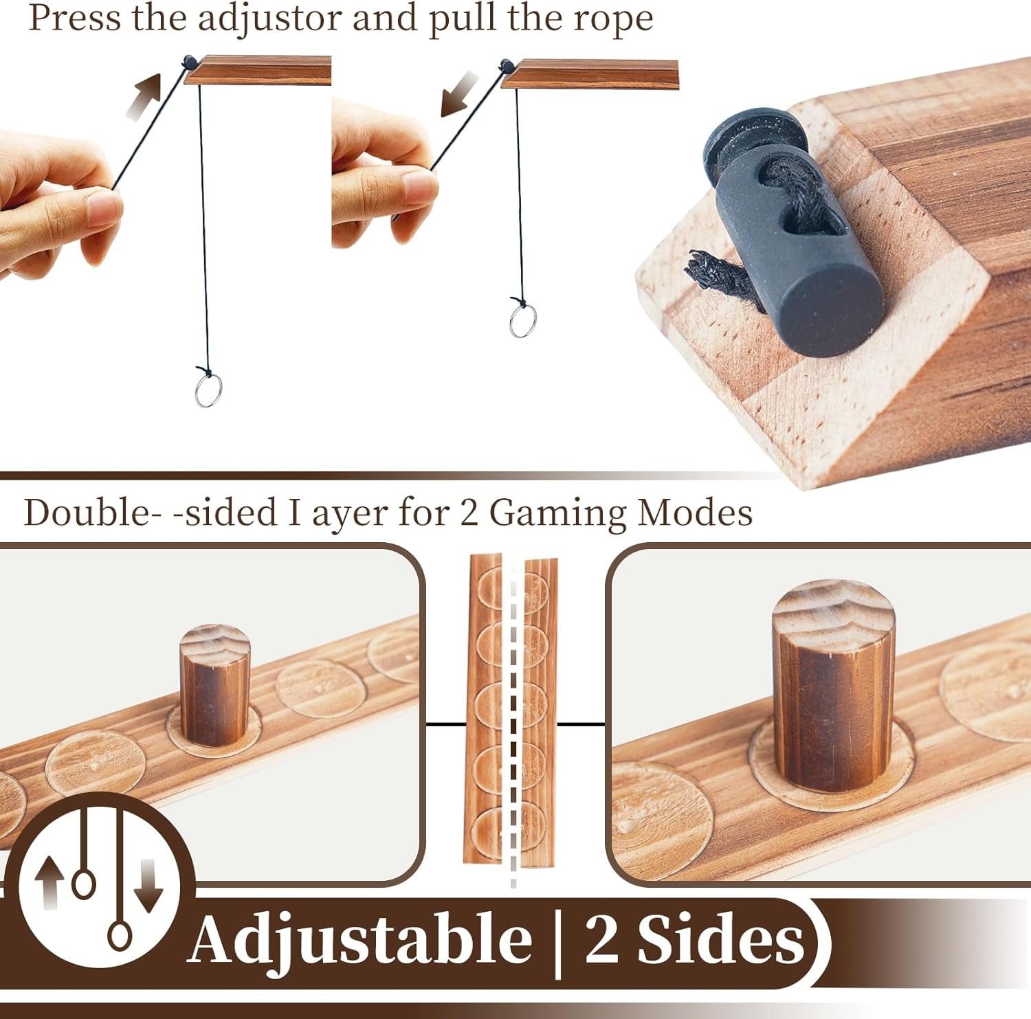 Ring toss Game, Large Base Hook and Ring Game, Hook and Ring Throwing Game for Adults Kids, Family-Friendly Indoor Holiday Fun or Outdoor Patio Games - Image 5