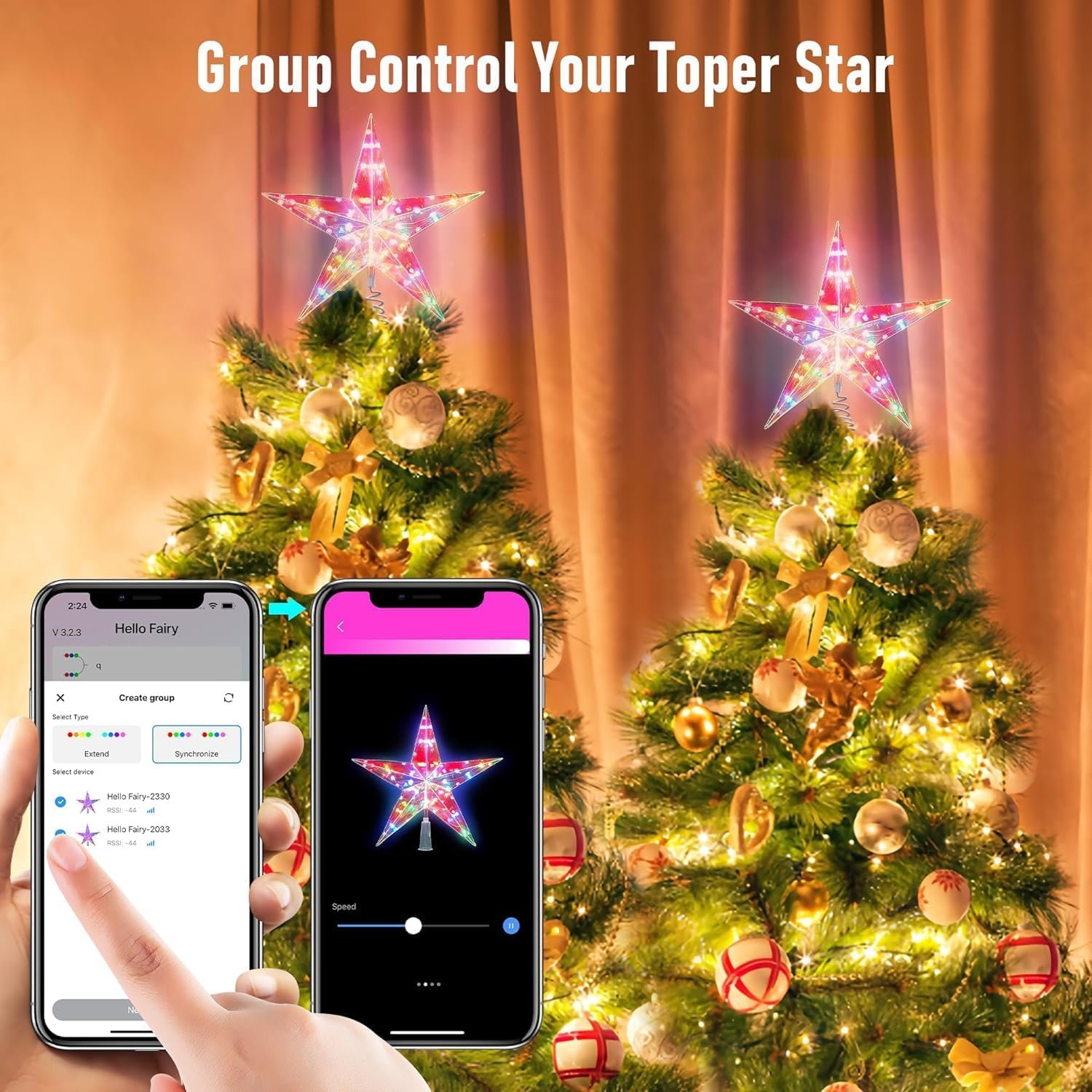 11.8" Christmas Tree Star with Smart APP&Remote, Smart Christmas Tree Toppers with Music, DIY, Dimmable, Timer, Color Changing Christmas Tree Star Topper Lighted Decorate to Holiday,Indoor - Image 4