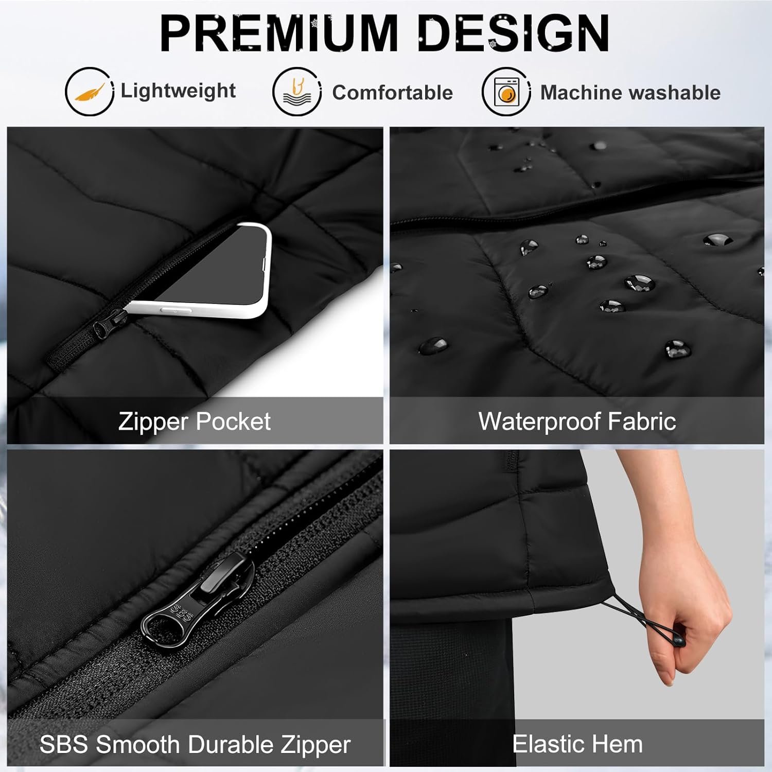 KOVNLO Womens Heated Vest, 4 in 1 Smart Controller, Lights-out Design, Lightweight Heating Vest (Battery Pack Not Included) - Image 6