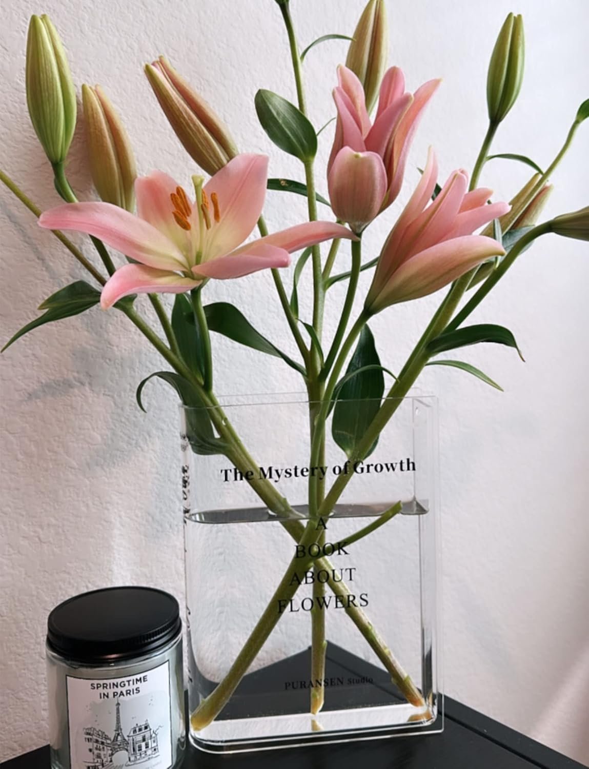 Puransen Clear Book Flowers Vase - Cute Bookshelf Decor; Unique Vase for Book Lovers, Artistic and Cultural Flavor Acrylic Vases for Home Office Decor, A Book About Flowers (Clear - B) - Image 4