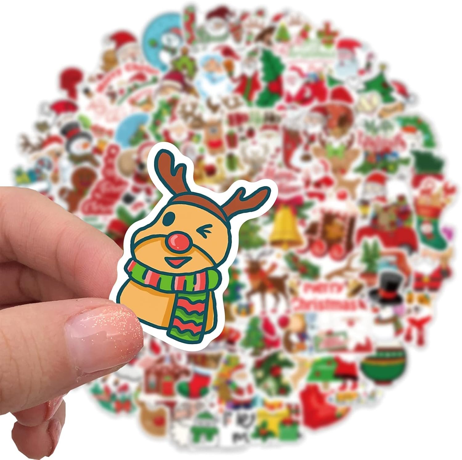 100pcs Christmas Stickers Decorations, Repeating Christmas Holiday Stickers for Kids Adults, Cute Vinyl Laptop Stickers for Skateboard, Water Bottles, Cars, Bumper, Scrapbook, Hard Hat - Image 3