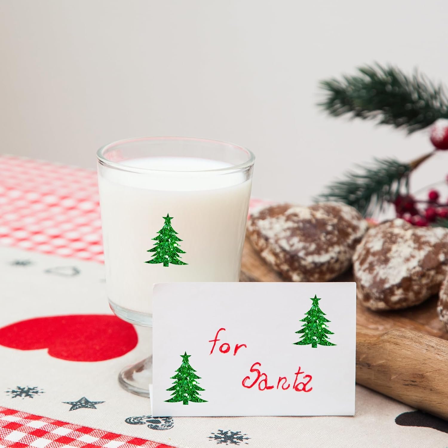 Whaline 450Pcs Christmas Tree Glitter Stickers Shiny Xmas Tree Envelop Seal Stickers Self-Adhesive Holiday Label Decals for Invitation Greeting Card Envelope Scrapbook Bottle Cup Seals - Image 7