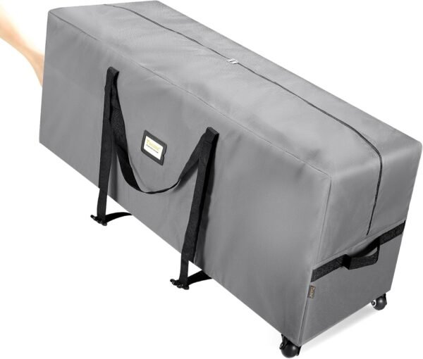 BALEINE 7.5 ft Rolling Christmas Tree Storage Bag, 2 Swivel Wheels for Easy Moving, Heavy Duty 600D Oxford Fabric Extra Large Artificial Christmas Tree Bag with Reinforced Carry Handles (Grey) - Image 2
