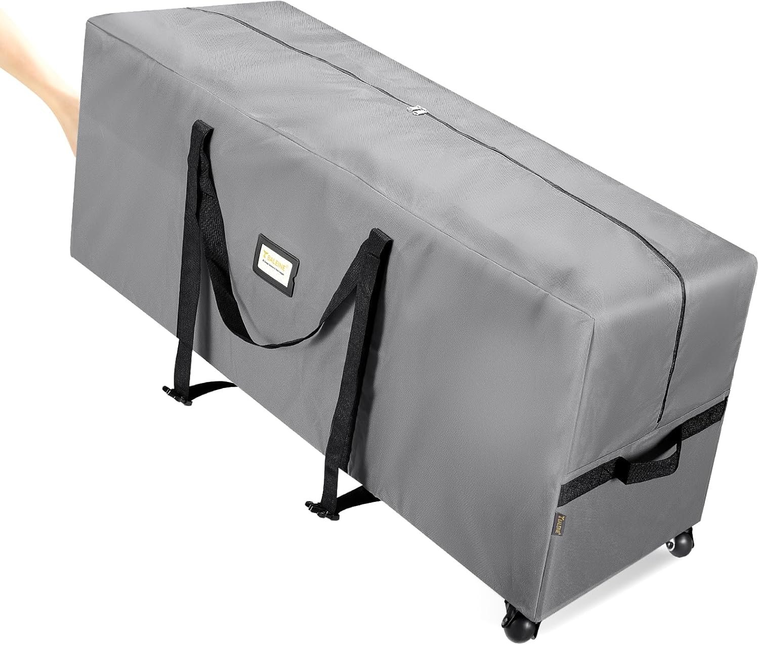 BALEINE 7.5 ft Rolling Christmas Tree Storage Bag, 2 Swivel Wheels for Easy Moving, Heavy Duty 600D Oxford Fabric Extra Large Artificial Christmas Tree Bag with Reinforced Carry Handles (Grey) - Image 2