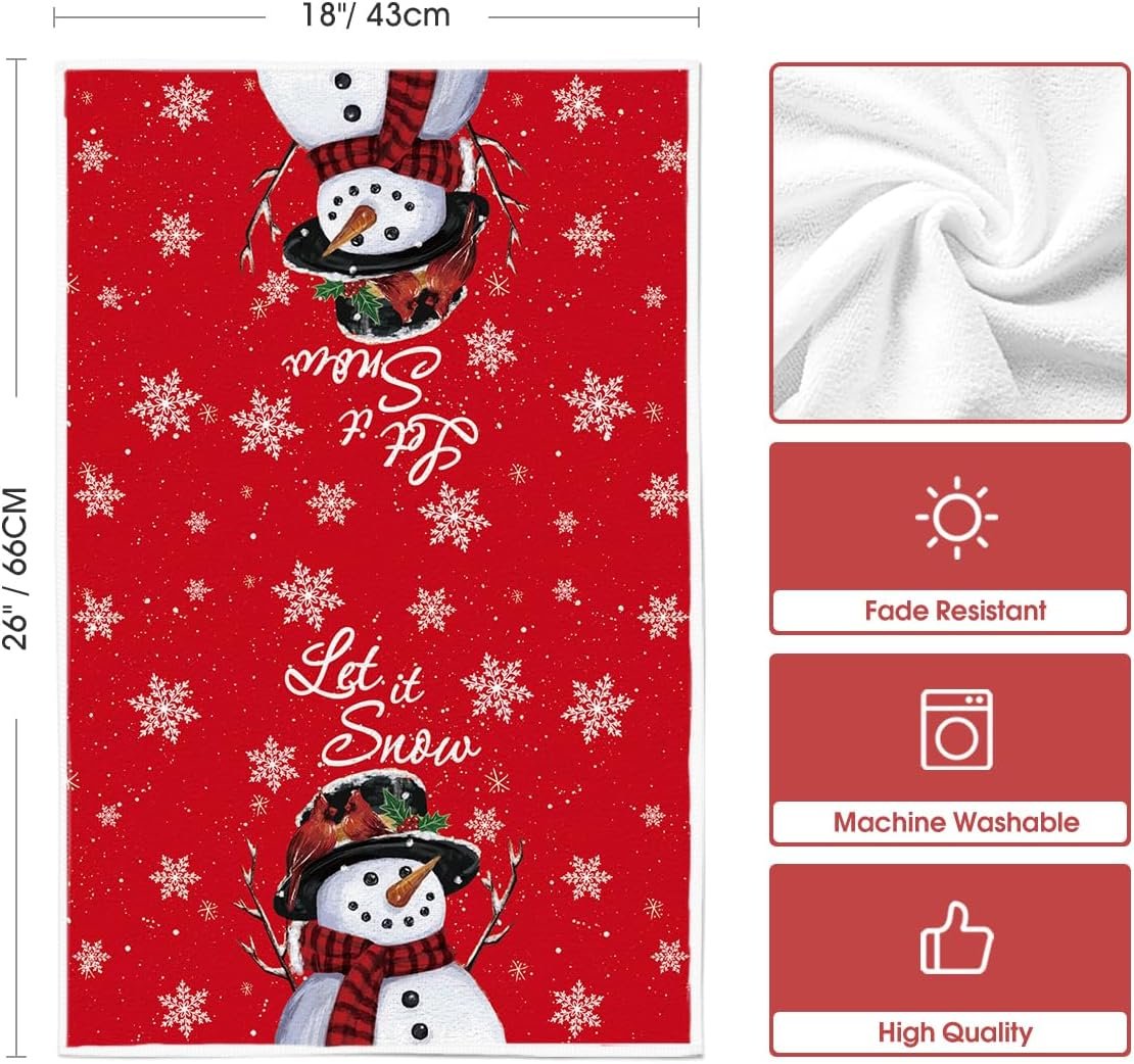 Artoid Mode Red Snowman Xmas Trees Santa Claus Truck Merry Christmas Kitchen Towels Dish Towels, 18x26 Inch Farmhouse Decoration Hand Towels Set of 6 - Image 7
