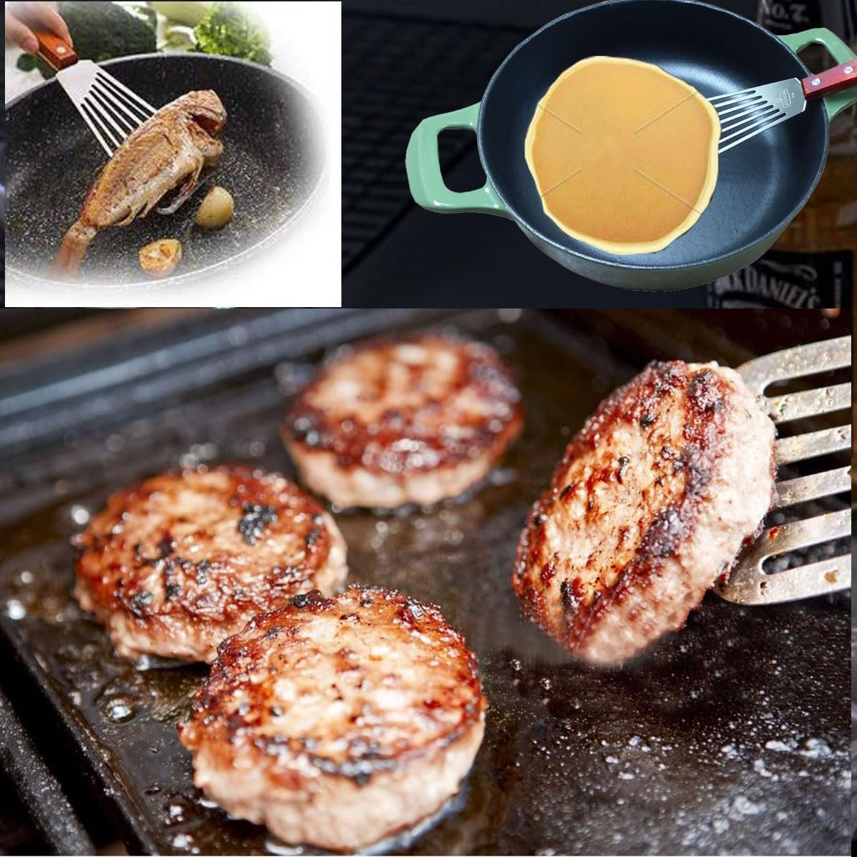 La Cuisine Fish Slotted Spatula Turner with Beveled Edged Stainless Steel, For Flipping Fish Egg Pancake Patties Fries. Blade 6.5", Size 11" - Image 5