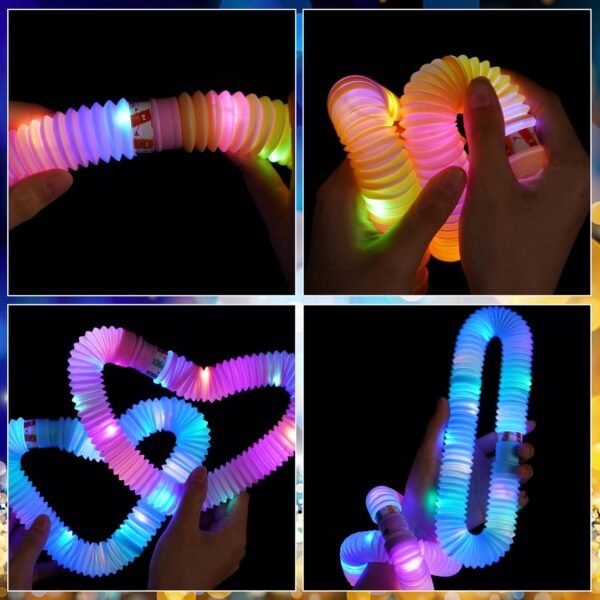 24 Pcs Light up Party Favors for Kids 4-8-12, Glow Sticks Pop Tubes Pack, Light up Toys Glow Party Supplies, Christmas Party Favors Birthday Gifts for Kids Classroom Treasure Box Prizes - Image 4