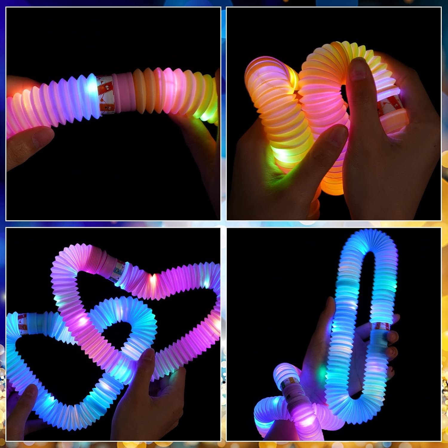 24 Pcs Light up Party Favors for Kids 4-8-12, Glow Sticks Pop Tubes Pack, Light up Toys Glow Party Supplies, Christmas Party Favors Birthday Gifts for Kids Classroom Treasure Box Prizes - Image 4