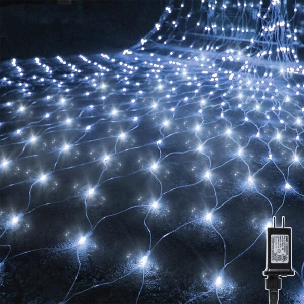 WATERGLIDE Outdoor Christmas Net Lights, 12FT x 5FT 360 LED Mesh String Light with 8 Lighting Modes, Connectable Waterproof Lights for Garden Tree Bushes, Holiday Wedding Party Decorations, White - Image 2