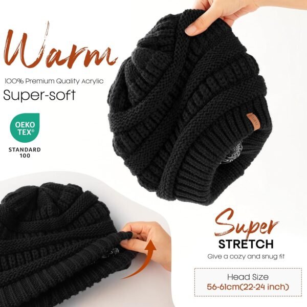 FURTALK Winter Beanie Hat for Women Satin Lined Cable Knit Chunky Slouchy Beanies Skull Warm Cap - Image 4