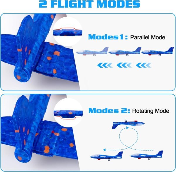 3 Pack Airplane Launcher Toys, 2 Flight Modes LED Foam Glider Catapult Plane, Outdoor Flying Toy for Kids, Birthday Gifts for Boy Girl 6+ Year Old, B-Day Party Supplies - Image 5