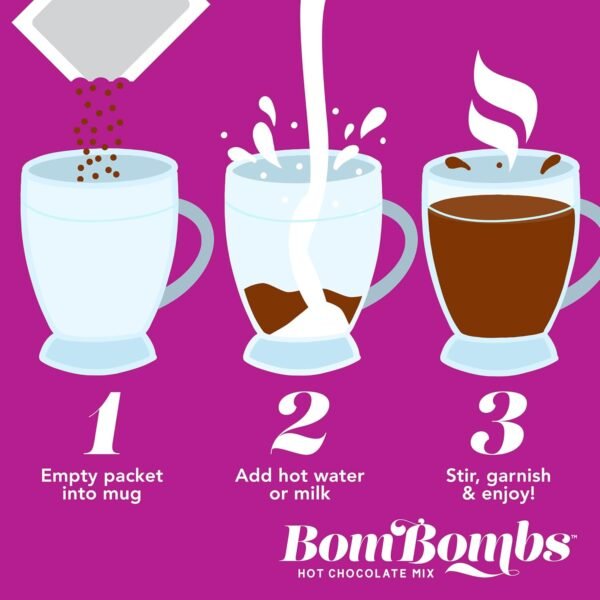 Bombombs Hot Chocolate Mix Gift Set, Hot Chocolate Mix in Mini Cup Packaging, Flavors Include Double Chocolate, French Vanilla, Peppermint, Salted Caramel and More, Set of 6 - Image 5