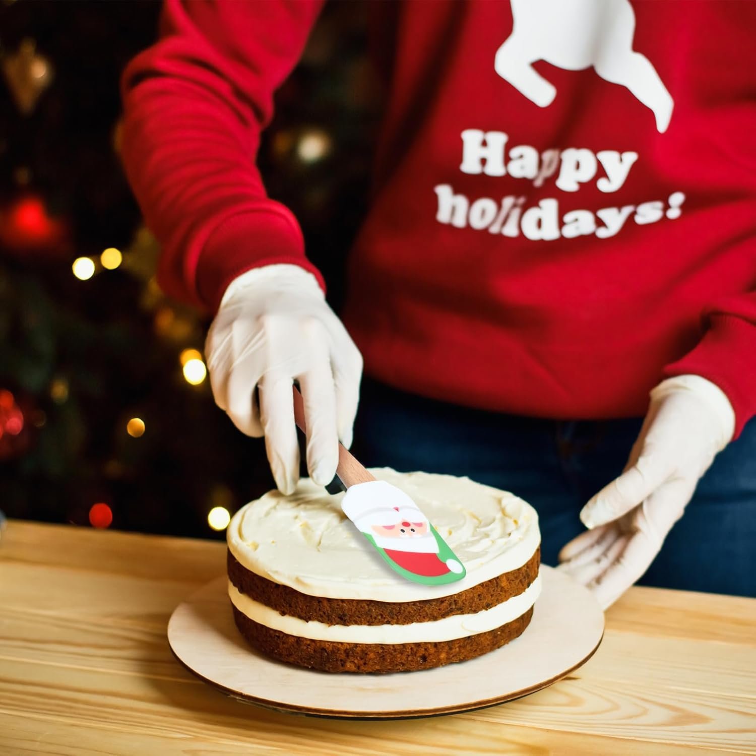 Patelai 10 Pcs Christmas Silicone Spatula Xmas Cake Spatula with Wooden Handle Snowmen Pancake Spatula Cute Pan Scraper Xmas Dish Scraper Cooking Spatulas for Kitchen Mixing Baking (Rich Style) - Image 6