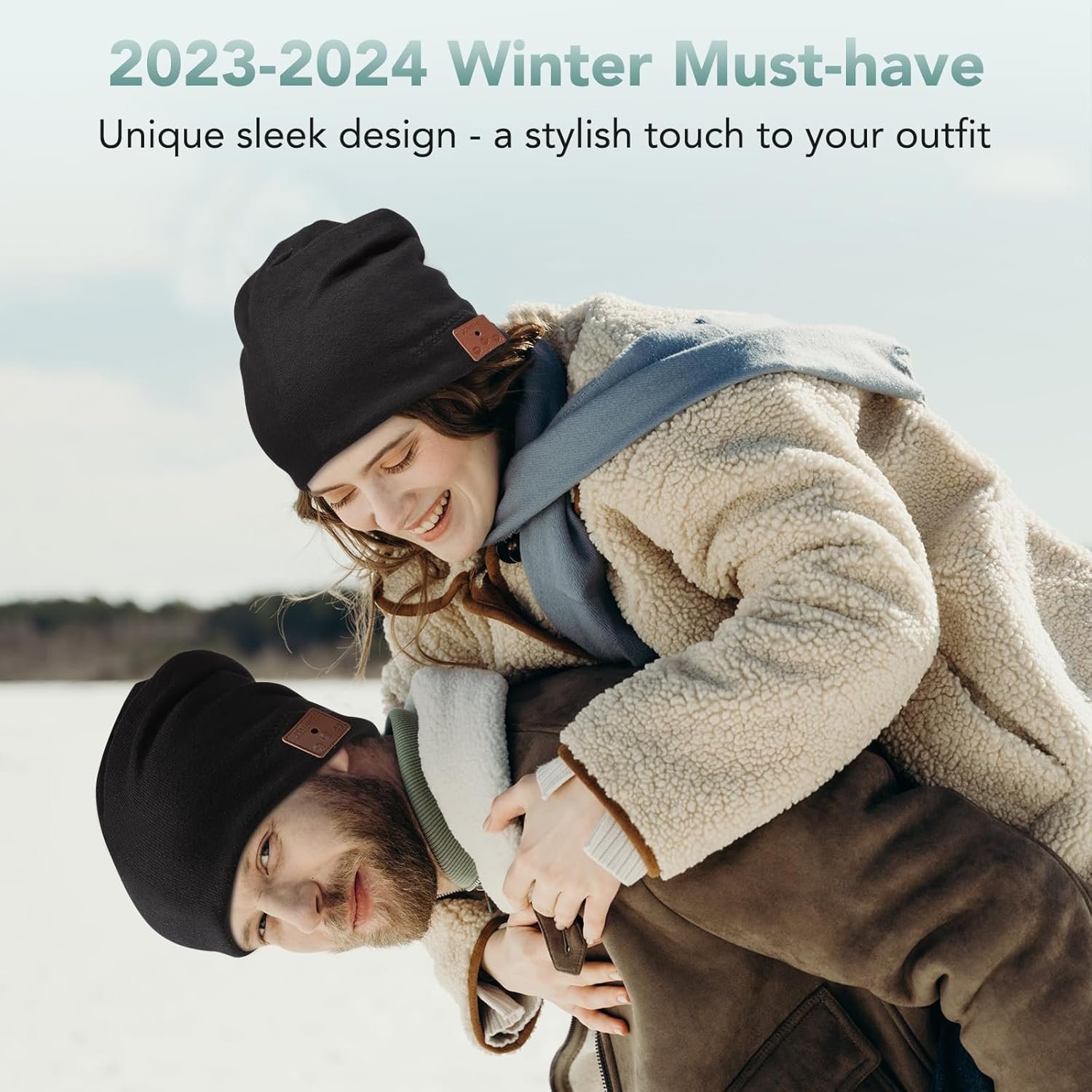 2024 Bluetooth Beanie, Wireless Beanie Headphones, Stylish Sleek Shape Bluetooth Hat, HD Stereo Sound, Built-in Mic, Tech Gifts for Men Women Friends Family Teens Boys Girls (Black) - Image 6