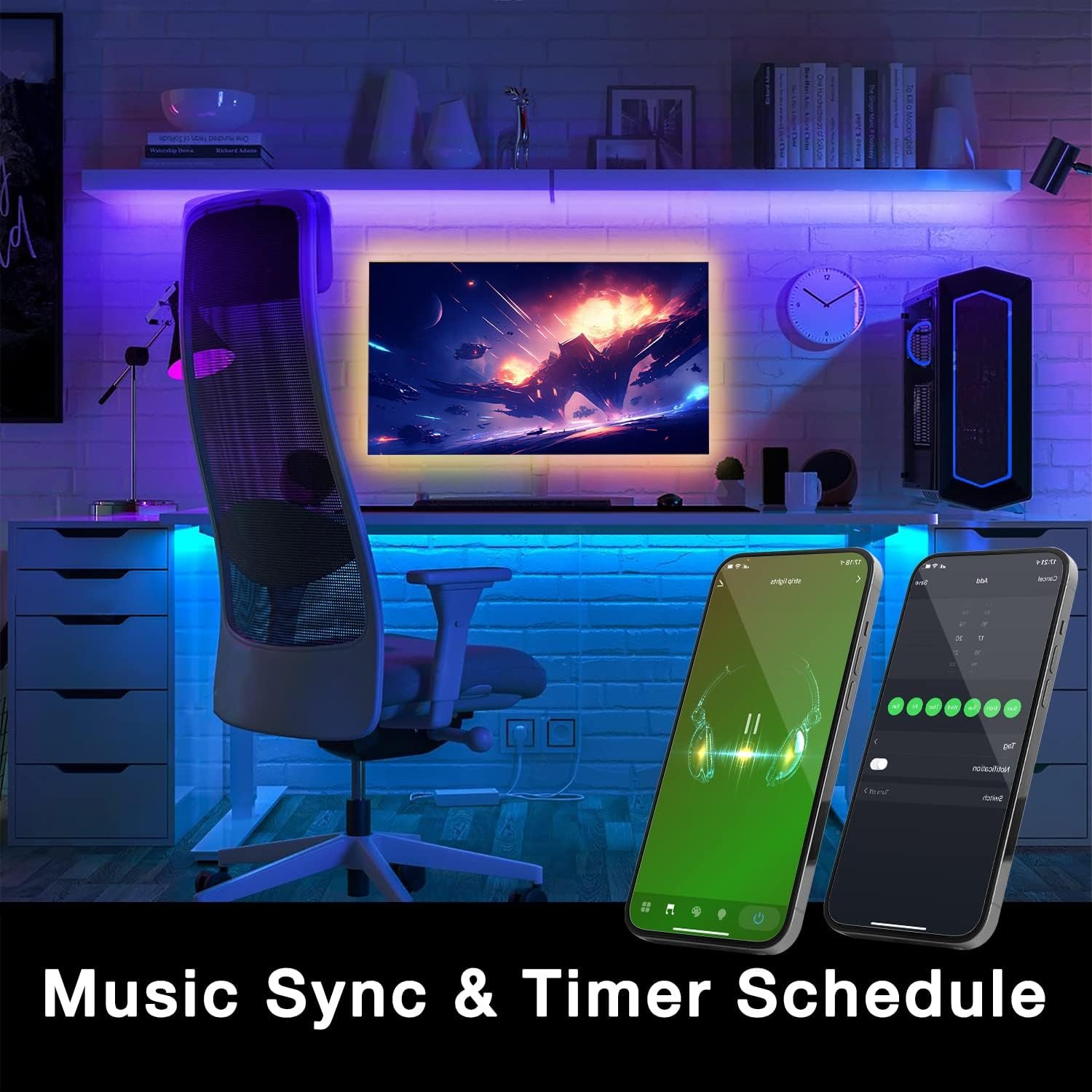 DAYBETTER Smart WiFi Led Lights 100ft, Tuya App Controlled Led Strip Lights, Work with Alexa and Google Assistant, Timer Schedule, Color Changing Led Lights for Bedroom Party Kitchen - Image 5