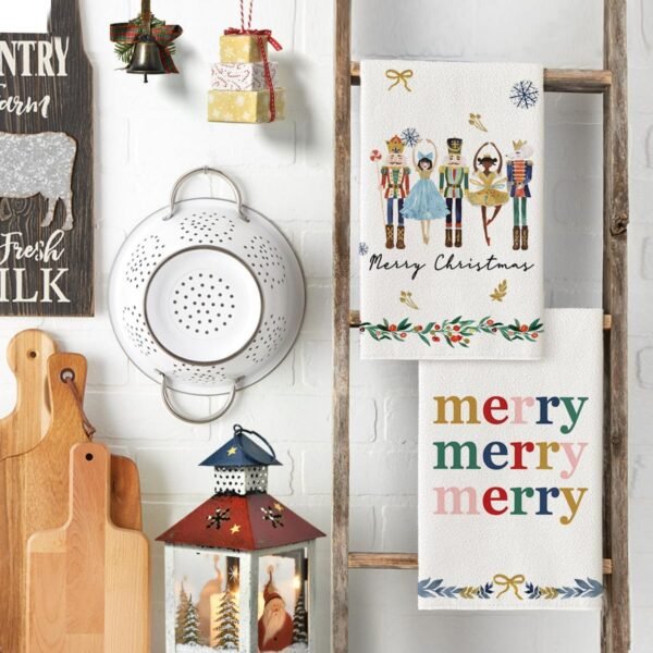 Artoid Mode Nutcrackers Merry Christmas Kitchen Towels Dish Towels, 18x26 Inch Xmas Balls Tree Winter Holiday Decoration Hand Towels Set of 4 - Image 4